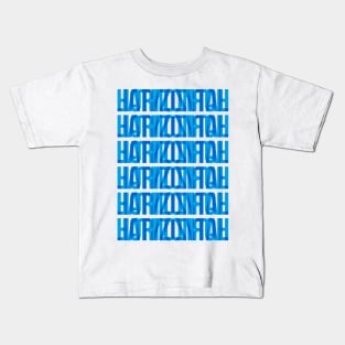Horizontal Typography Stack (Cyan Blue) Kids T-Shirt